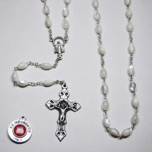 Genuine Oval Mother of Pearl Rosary - Picture 1 of 2