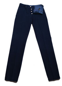 $950 Cesare Attolini Denim Blue Solid Jeans - Slim -  33/49 - (1172)