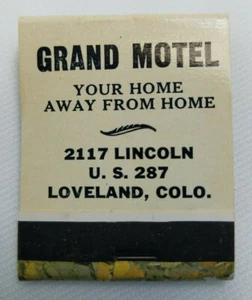 Matchbook Grand Motel Loveland CO Colorado Unstruck Full Vintage - Picture 1 of 4