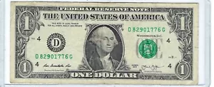 Banconota Fancy One $1 dollaro GIORNO DELL'INDIPENDENZA anno trailing 1776 banconota D82901776G - Foto 1 di 2