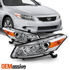 Pair Headlight Replacement For 2008-2012 Honda Accord 2Door Coupe Halogen Chrome