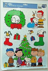 Snoopy Peanuts Christmas Window Cling Vintage Charlie Brown - Picture 1 of 1