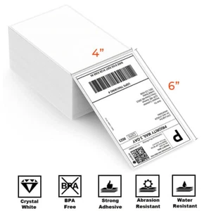 1000 4"x6" Fanfold Direct Thermal Shipping Labels White For Zebra Printer - Picture 1 of 6