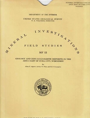 Геологическая карта Геологической службы США: месторождения цинка свинца барита к востоку от города Куба, Висконсин - Изображение 1 из 2