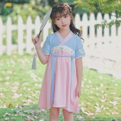 Chinese Ancient Summer Child Hanfu Girl Princess Dress Short Sleeve Party Gift - Image 1 of 3