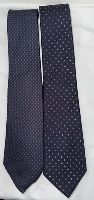 Lote de 2 corbatas clásicas Hardy Amies de colección 3 1/8" negro azul marino 100% seda Foto 1 de 4