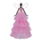 Gisela Graham 18cm Black Skinned Fairy Tree Topper | Pink Dress