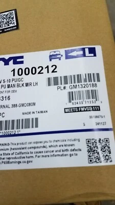 Espelho de porta para 98-04 Chevy S-10 Pickup manual preto lado esquerdo do motorista 1000212 - Imagem 1 de 3