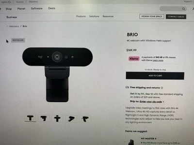 Logitech Brio 4K Pro веб-камера V-U0040 Ultra HD видео и HDR 960-001105 - ЗАПЕЧАТАННЫЙ - Изображение 1 из 3