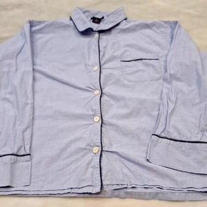 J. Pigiama Crew blu chiaro Chambray camicia blu navy bordo corda accenti donna taglia Lg preppy - Foto 1 di 7