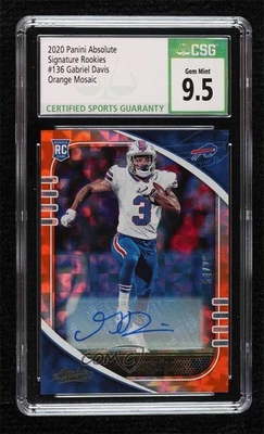 2020 Absolute Signatures Orange Mosaic /75 Gabriel Davis CSG 9.5 Rookie Auto RC - Image 1 of 2