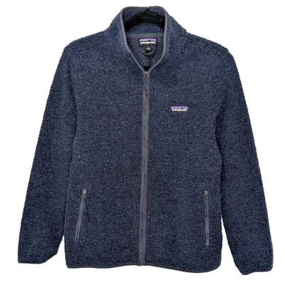Patagonia Terry Fleece Recycled Wool Blend Sweater Women's Small Full Zip Blue - Image 1 of 4