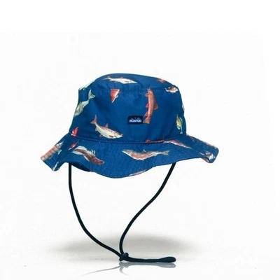 Chapéu em excelente estado usado com estampa de peixe Kavu balde de sol pesca caminhadas adulto tamanho único OSFM - Imagem 1 de 4