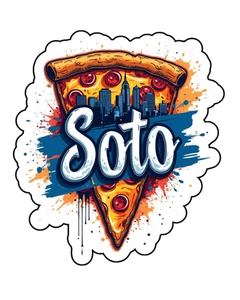 Juan Soto Pizza NYM Retro Meme Vinilo Personalizado Troquelado Pegatina 3.5x2.5 - Imagen 1 de 1