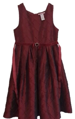 Emily West 女孩 14 码无袖勃艮第连衣裙带钻石图案二手 — 第 1/4 张图片