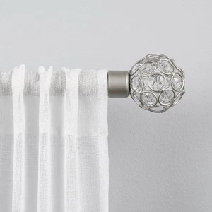 Curtains ER1003-01 66120 Rings 1" Curtain Rod and Finial Set, 66"-120", Matte... - Picture 1 of 5
