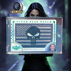 DECISION ALEXANDRIA OCASIO-CORTEZ GREEN FOIL PUNISHER FLAG PATCH RESIST TRUMP! - Picture 1 of 2
