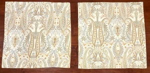 Pottery Barn Blythe Paisley Floral Cream Euro Pillow Shams Pair Gold Blue - Picture 1 of 3