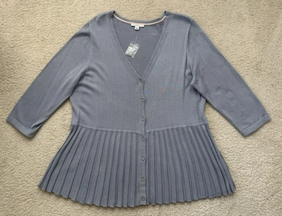 Nuevo Cárdigan Isaac Mizrahi Lila Cuello en V Botón Frontal Dobladillo Plisado Talla XL Foto 1 de 4