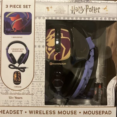 Harry Potter Auriculares con Micrófono, Ratón Inalámbrico y Alfombrilla de Ratón Paquete Tecnológico Foto 1 de 2