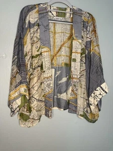One Hundred Stars open front New york city map cardigan kimono size one size - Picture 1 of 11