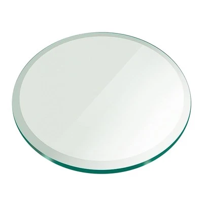 14 Inch Round Tempered Glass Table Top Beveled Elegant Durable Coffee Dining - Image 1 of 4