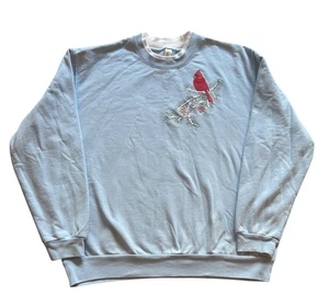 Sudadera vintage para mujer XL azul cuello redondo cardenal bordada abuela - Imagen 1 de 7
