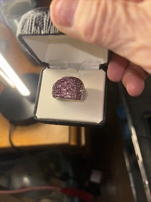 Diseño de cúpula de cristal Ombré púrpura circonita cúpula acero inoxidable joyería de moda talla 8 Foto 1 de 4