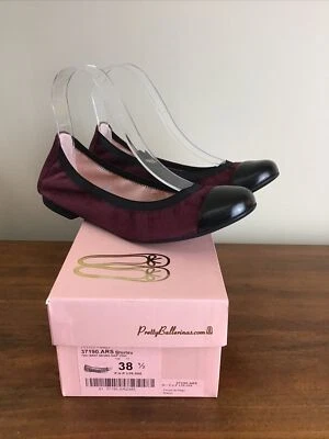 NEW Pretty Ballerinas SHIRLEY Leather Suede Flats Shoes 38.5 7.5 Burgundy Black - Image 1 of 4