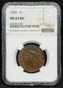 1820 Large Cent NGC MS64 - Picture 1 of 4