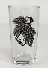 Pewter Grapes and Grape Leaf Design on Shot Glass EUC