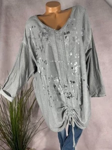 NEU long Bluse Tunika Shirt Italy raffbar GRAU 42 44 46 - Bild 1 von 5