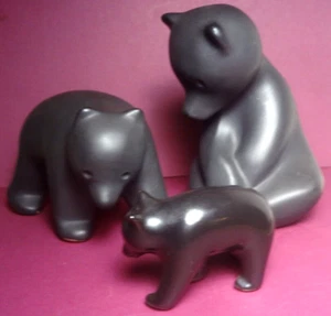 CLASSIC Vintage PIGEON FORGE POTTERY group 3 BLACK BEARS -LARGER SIZE & NO CALLS - Picture 1 of 18