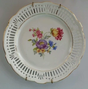 Vintage Schwarzenhammer Bavaria Germany US Zone Lattice Floral 6 3/4" Plate - Picture 1 of 4
