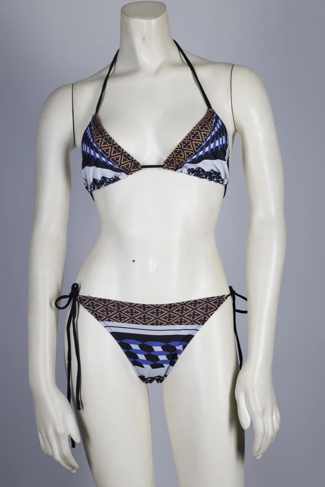 CLOVER CANYON Azul 2 Piezas Halter Cuello Cuerda Bikini Conjunto Traje de Baño Talla S Foto 1 de 4