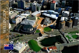 Cartolina Civic Square FRANK KITTS PARK Wellington NUOVA ZELANDA vista occhio uccellino 4x6 - Foto 1 di 2
