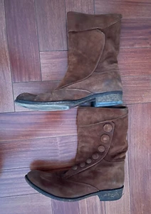 Patrizia Pepe Brown Suede Button Boot / Riding Boots - 37 - Picture 1 of 5