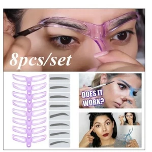 + 8PCS EYEBROW STENCIL MASK TEMPORARY TATTOO MAKEUP EYEBROW NEW - Picture 1 of 7