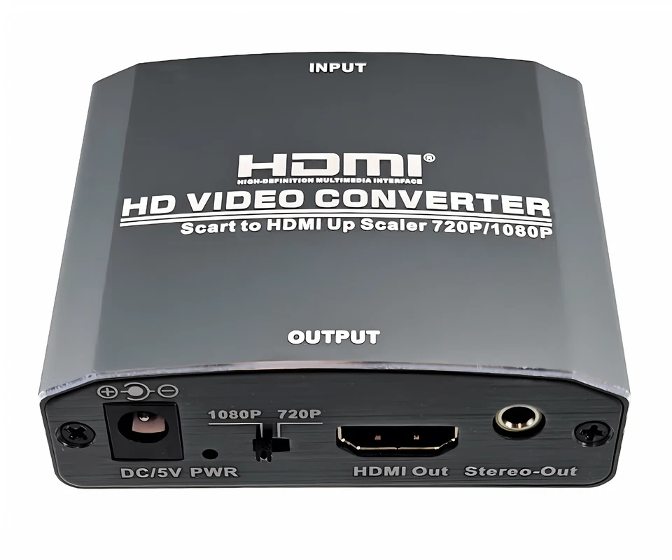 DINIC SCART-HDMI Adapter Video und Audio analog auf HDMI bis 1080p@60Hz, schwarz - Bild 1 von 4