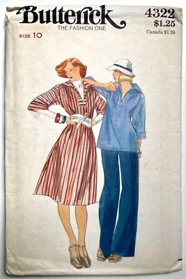 Butterick 4322. Vingage Misses' Sailor Tunic Top, Dress, Pants. Size 10, B 32.5 - Image 1 of 2