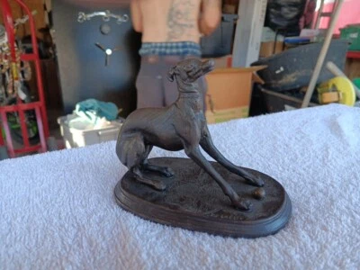 Antigua Escultura Estatua Perro Bronce Con Bola Figura P.J. Mêne Foto 1 de 3
