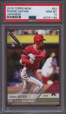 2018 Topps Now 5J Shohei Ohtani japonés PSA 10 gemas como nuevo radiocontrol Foto 1 de 2