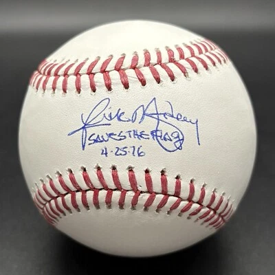 Rick Monday “Saves The Flag 4/25/76" Autographed Baseball Cubs (BAS) - Image 1 of 2