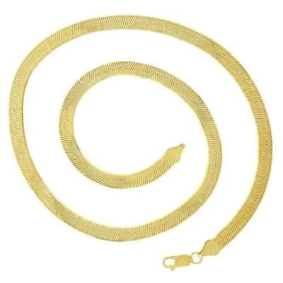 18K Yellow Gold Filled 16inch 5mm wide Italian Herringbone Choker Chain Necklace - Изображение 1 из 2