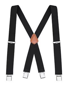 Buyless Fashion Suspenders for Men 48" Elastic Adjustable Straps 1 1/4" X Back - Picture 1 of 98