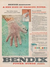 1955 Bendix Power Surge Automatic Washer Get Clothes Clean Vintage Print Ad L20