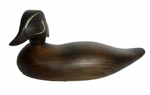 Vintage TL Plum ~ Wooden Carved  Duck ~ Original USA Carving ~ Serial #280 - Picture 1 of 6