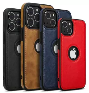 Stoßfeste schmale Lederhülle Cover für iPhone 15 14 13 Plus Pro Pro Max SE - Bild 1 von 24