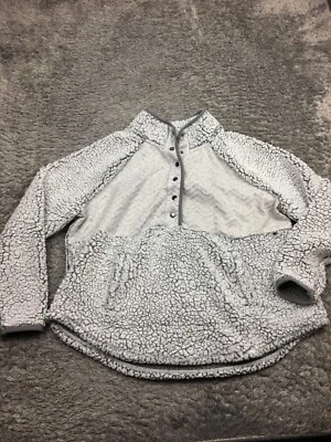 Maurices Sherpa Sweatshirt Woman Size 2 Gray Plus 1/4 Button Pullover - Image 1 of 4