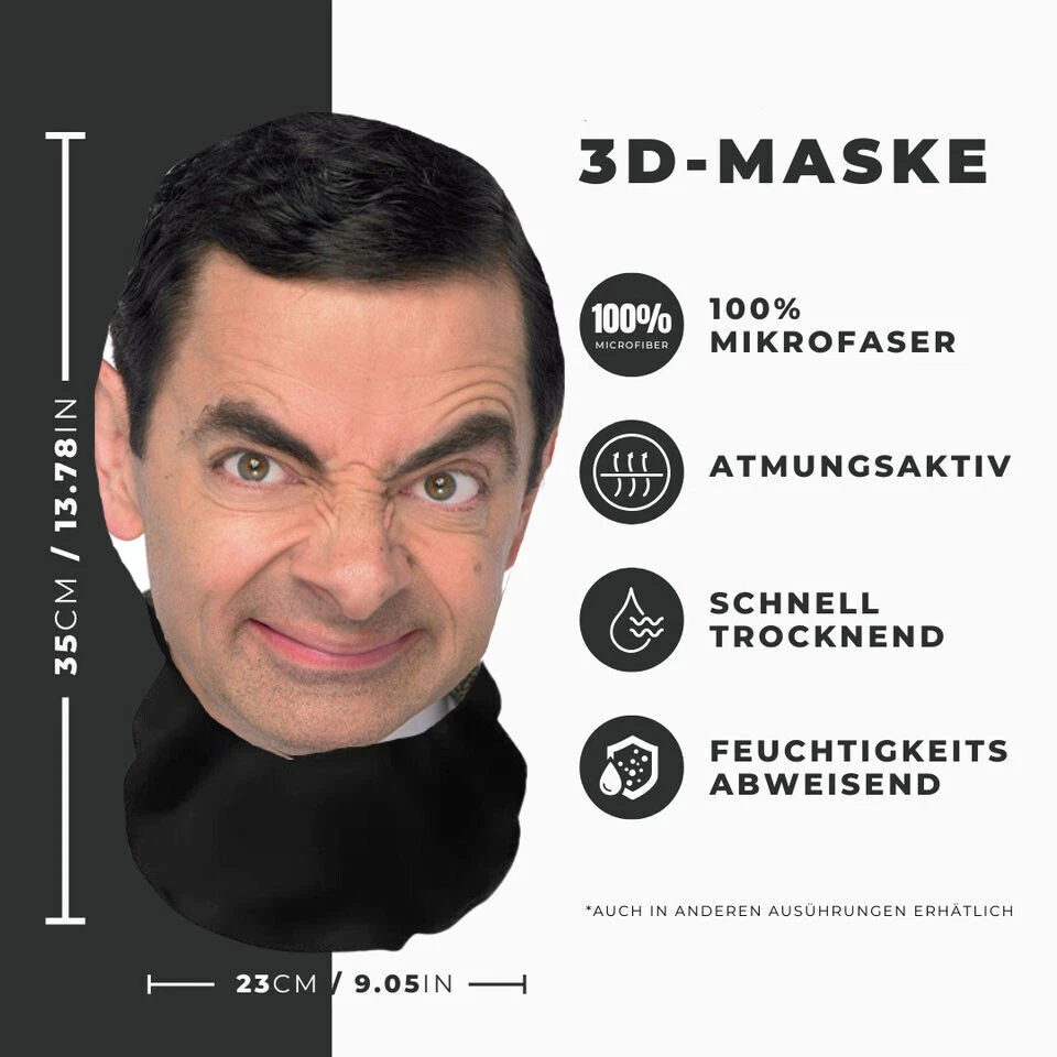 Realistische Rowan Atkinson 3D-Druck Vollgesichtsmaske – Atmungsaktiv, Witz - Bild 1 von 1